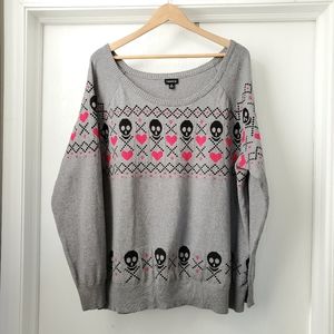 Torrid Sweater Fair Isle Skulls Hearts Size 3